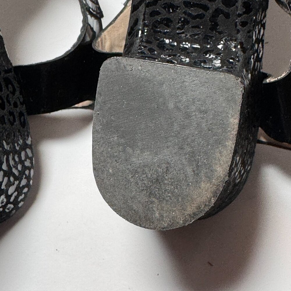 AGL Black Block Heel Patent Leather with Black Leopard Print, size US 6.5 - Picture 13 of 16